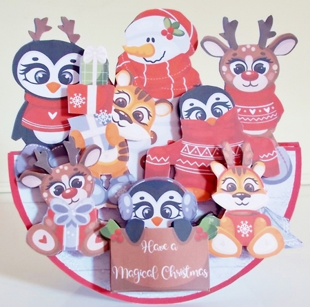 CHRISTMAS FRIENDS rocker card by Pam Stubley