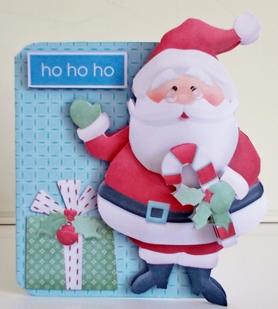 Ho Ho Ho Its Christmas Shaped Card with Decoupage and Inserts by Pam Stubley