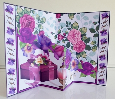 Diagonal pop-out purple roses by Pam Stubley