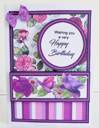 Diagonal pop-out purple roses by Pam Stubley