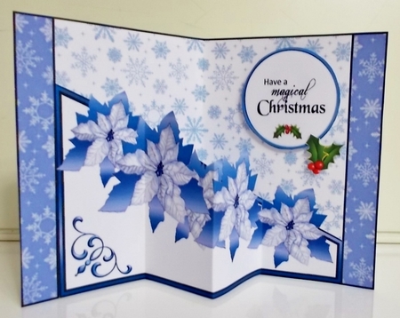 Diagonal pop-out Blue Poinsettias by Pam Stubley