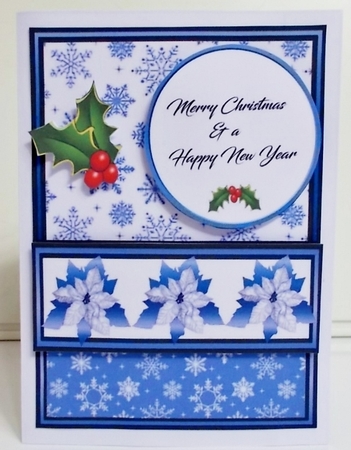 Diagonal pop-out Blue Poinsettias by Pam Stubley