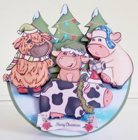 ON THE FARM AT CHRISTMAS  2 rocker card by Pam Stubley