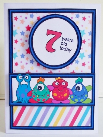 Diagonal pop-out Monster birthday by Pam Stubley