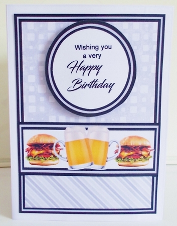 Diagonal pop-out Beer & burgers by Pam Stubley