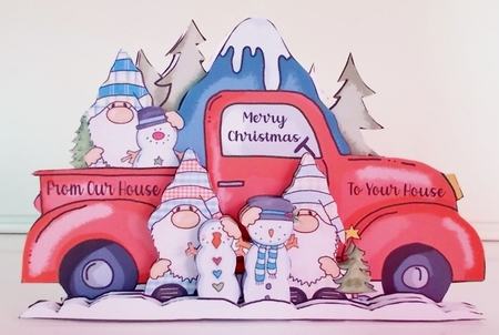 Snow Village Gnome Family Shaped Card by Pam Stubley