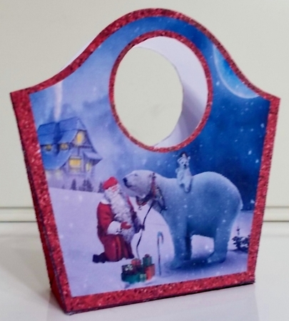 Santa & Polar Bear Red Tote Gift Bag by Pam Stubley
