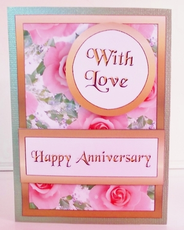 Diagonal pop-out Pink roses anniversay by Pam Stubley