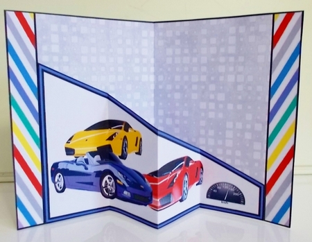 Diagonal pop-out Fast cars by Pam Stubley