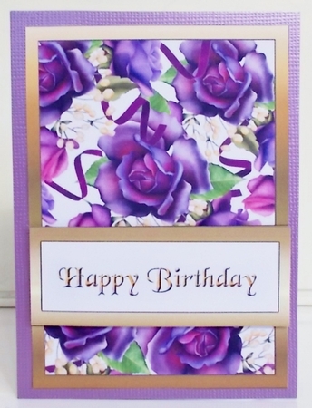 Diagonal pop-out Purple birthday rose by Pam Stubley