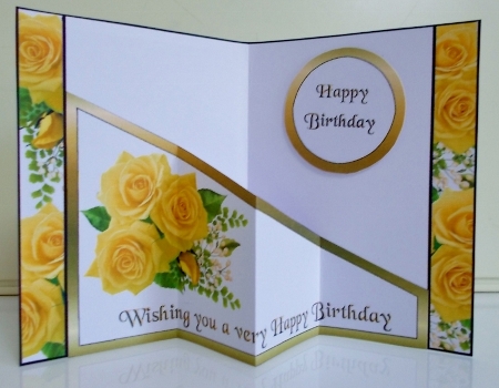 Diagonal pop-out Yellow birthday rose by Pam Stubley