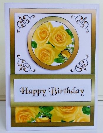 Diagonal pop-out Yellow birthday rose by Pam Stubley