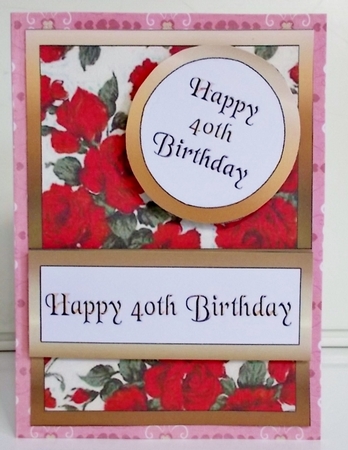 Diagonal pop-out Red 40th birthday rose by Pam Stubley