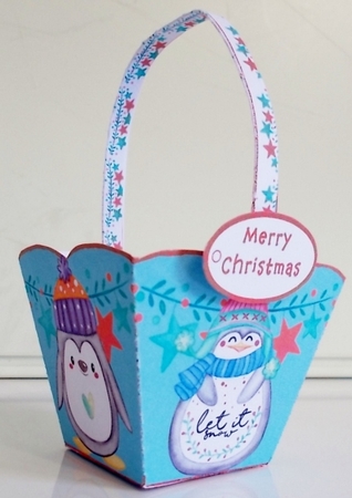 CHRISTMAS BASKET - PENGUINS by Pam Stubley