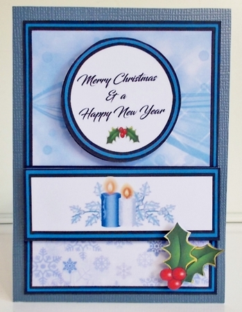 Diagonal pop-out Blue candles by Pam Stubley