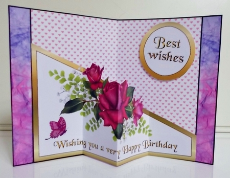 Diagonal pop-out Twilight rose by Pam Stubley