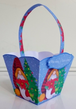 GIFT BASKET - CHRISTMAS GNOME WITH POINSETTIA by Pam Stubley