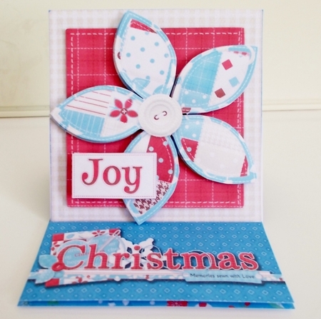 A Patchwork Christmas 3D Decoupage Easel Card by Pam Stubley