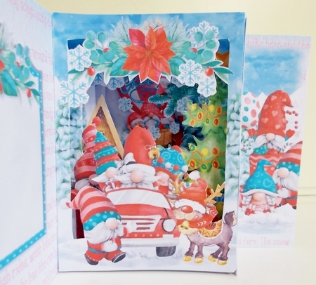 Driving Gnome for Christmas  Storybook Pop Up Tunnel Card & Envelope Kit by Pam Stubley