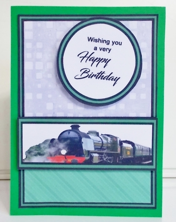 Diagonal pop-out Steam train by Pam Stubley