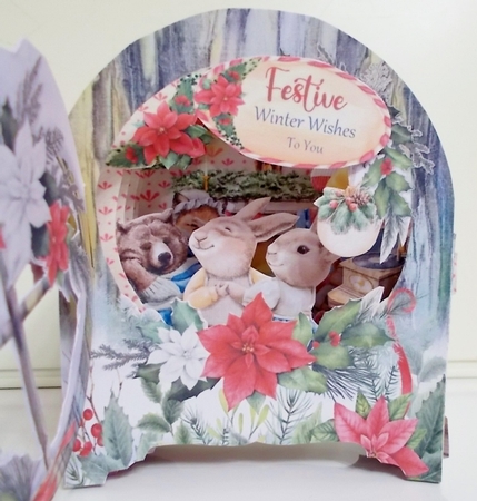 Christmas in Bracken Wood 1 Behind the Door Tunnel Card by Pam Stubley