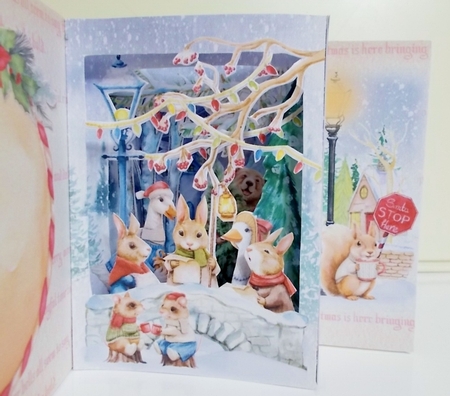 Caroling in Bracken Wood Storybook Tunnel Card by Pam Stubley