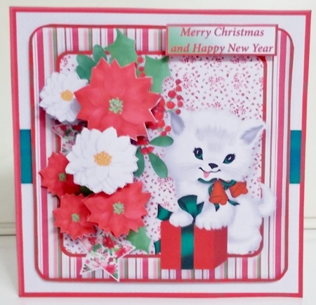 Christmas Kitten - Decoupage Card Mini Kit by Pam Stubley