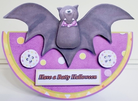 Batty Halloween Rocker Card with Decoupage, Inserts and Envelope by Pam Stubley