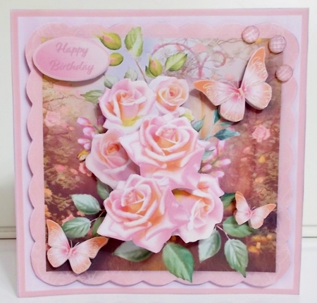 Blush Roses - Decoupage Card Mini Kit by Pam Stubley