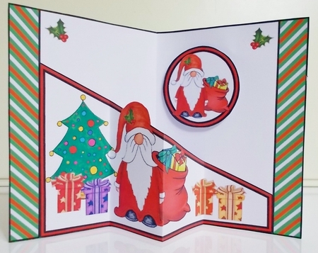 Diagonal pop-out Santa gnome by Pam Stubley