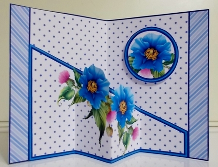 Diagonal pop-out Blue poppies by Pam Stubley