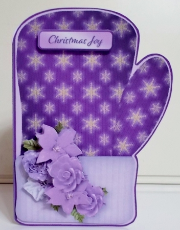 Purple Snowflakes - Cosy Mitten Shaped Card Mini Kit by Pam Stubley