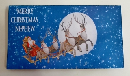 Santa on his sleigh money wallet (Nephew). by Pam Stubley