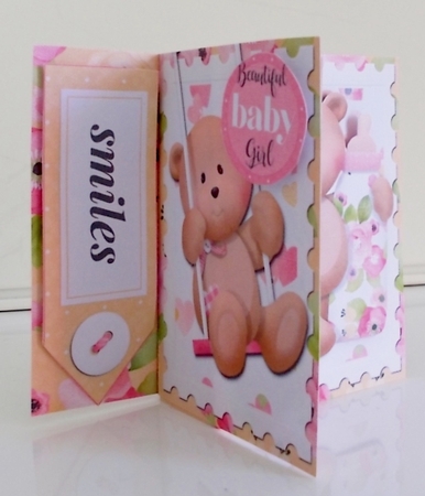 Sweet Baby Girl Pinwheel Card with Decoupage by Pam Stubley