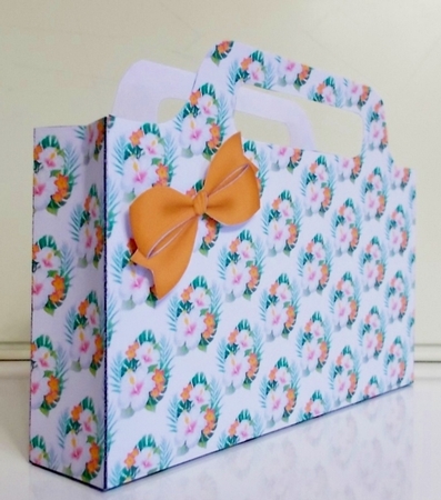 Pretty Exotic Flowers with bow tote gift bag by Pam Stubley