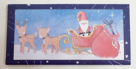 Santa and his reindeer with starry sky border by Pam Stubley