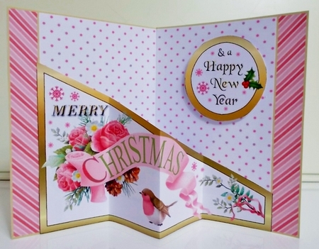 Diagonal pop-out Christmas banner (pink) by Pam Stubley