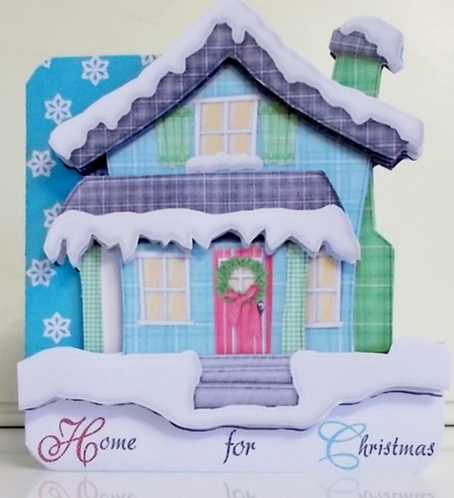 Home For Christmas Shaped 3D Decoupage Card by Pam Stubley