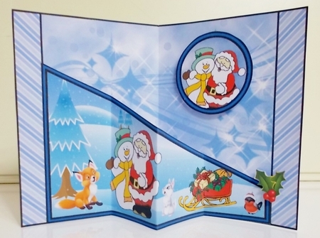 Diagonal pop-out Santa & snowman by Pam Stubley