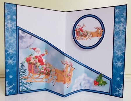Diagonal pop-out Santas sleigh by Pam Stubley