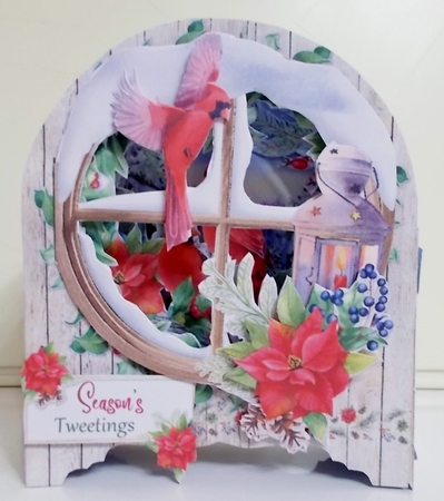 The Little Red Bird of Winter Behind the Door Card by Pam Stubley
