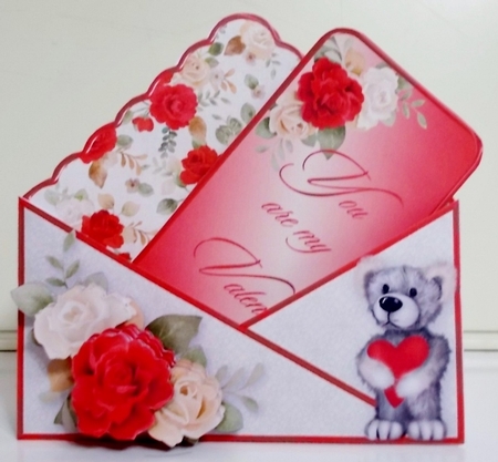 Valentine Bear - Stand-up Envelope Card Mini Kit by Pam Stubley