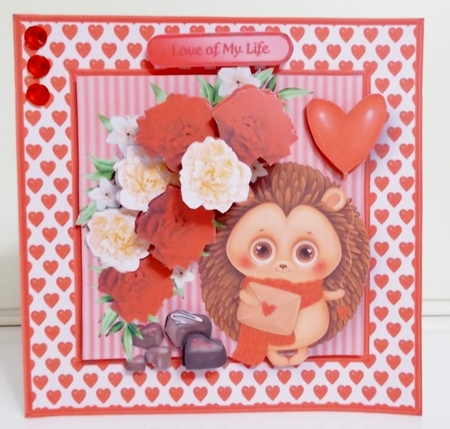 Hedgehog Valentine - Decoupage Card Mini Kit by Pam Stubley