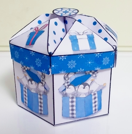 Gifting Penguins Blue Polka FTB by Pam Stubley