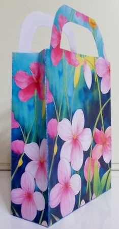 Blue and pink floral gift bag 1 by Pam Stubley