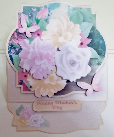 Pink and Cream Posy - Shaped Easel Card Mini Kit by Pam Stubley