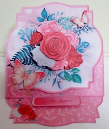 Pink and Red Roses - Shaped Easel Card Mini Kit by Pam Stubley