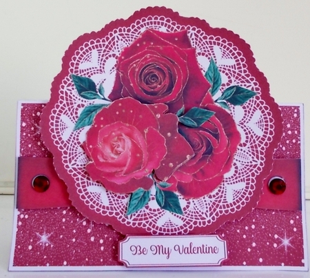 Valentine Roses 7 x 7 Shaped Card by Pam Stubley