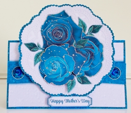 Teal & Gold Roses All Occasions 7 x 7 Card by Pam Stubley