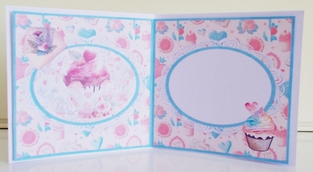 Sweet Valentines 9: Ice Cream & Cupcake 5 x 5 Blank Card Insert with Pink/Ivory Background by Pam Stubley